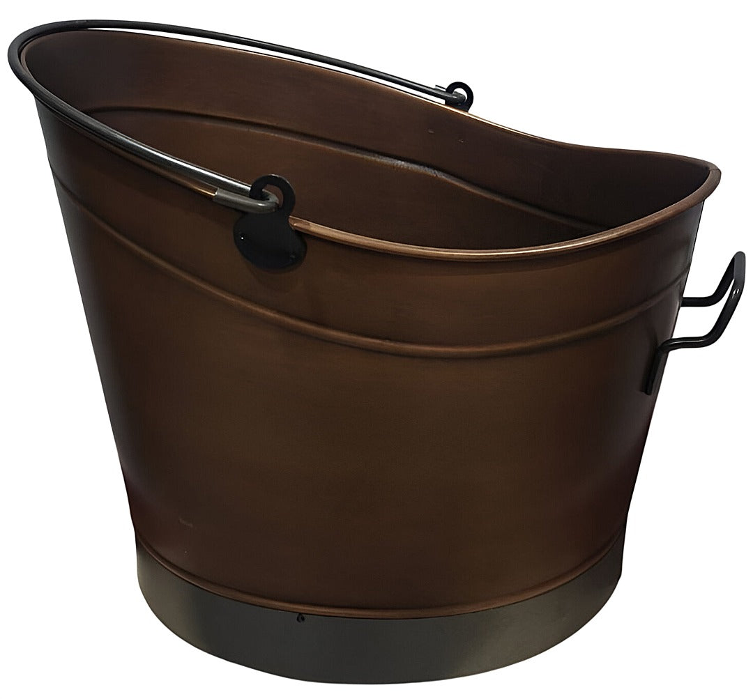 FS-2263 FlameStove  Bakır Renkli Oval Odun Kovası | Çift Kulplu Şık ve Dayanıklı Sac Odunluk