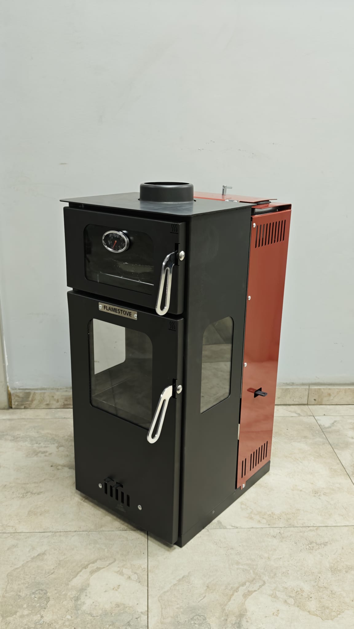FS-295 Mini Hybrid Lüx Gurme Çelik Soba | Fırınlı | 3 Camlı | Pelet ve Odun Yakıtlı