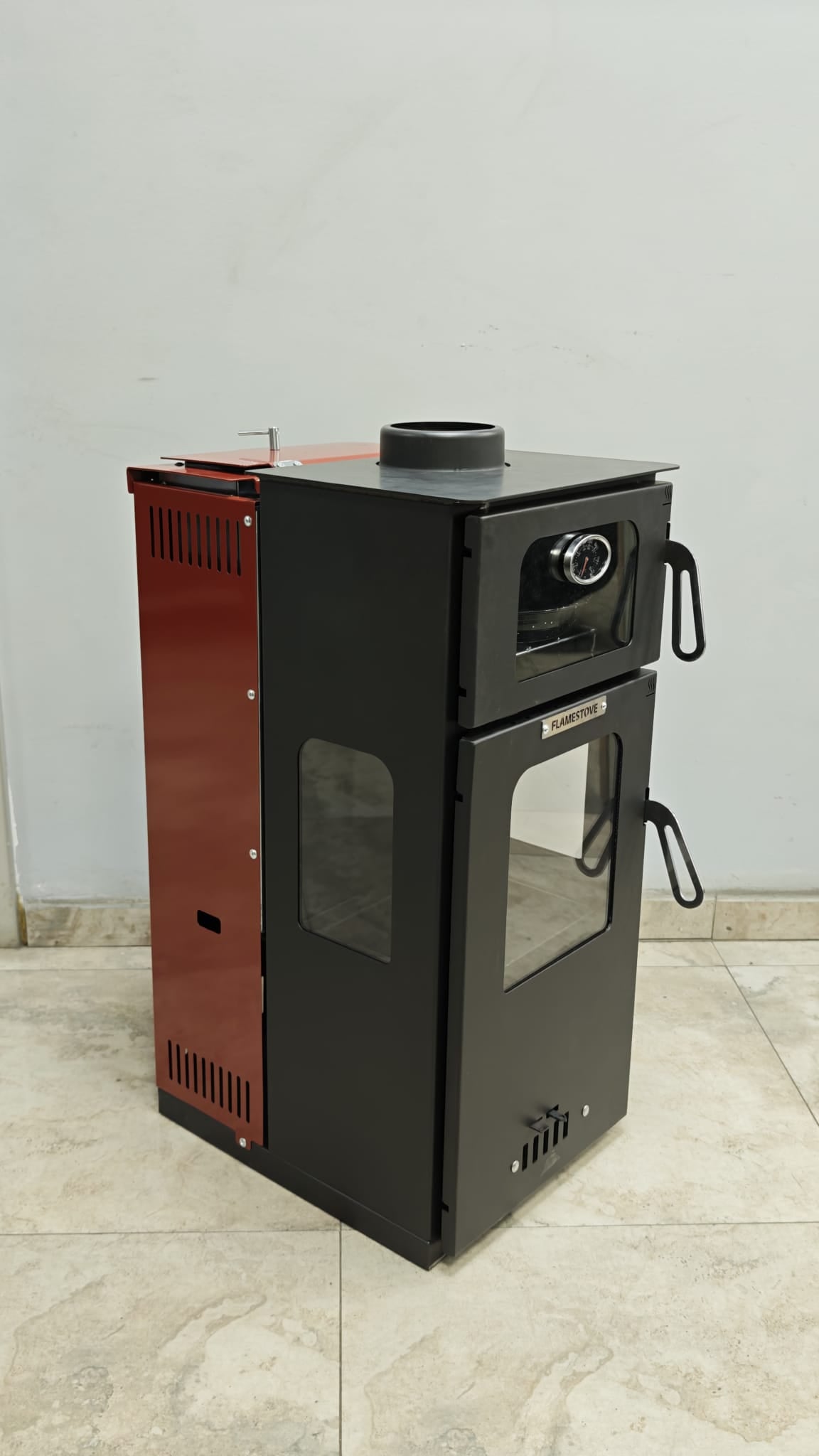 FS-295 Mini Hybrid Lüx Gurme Çelik Soba | Fırınlı | 3 Camlı | Pelet ve Odun Yakıtlı