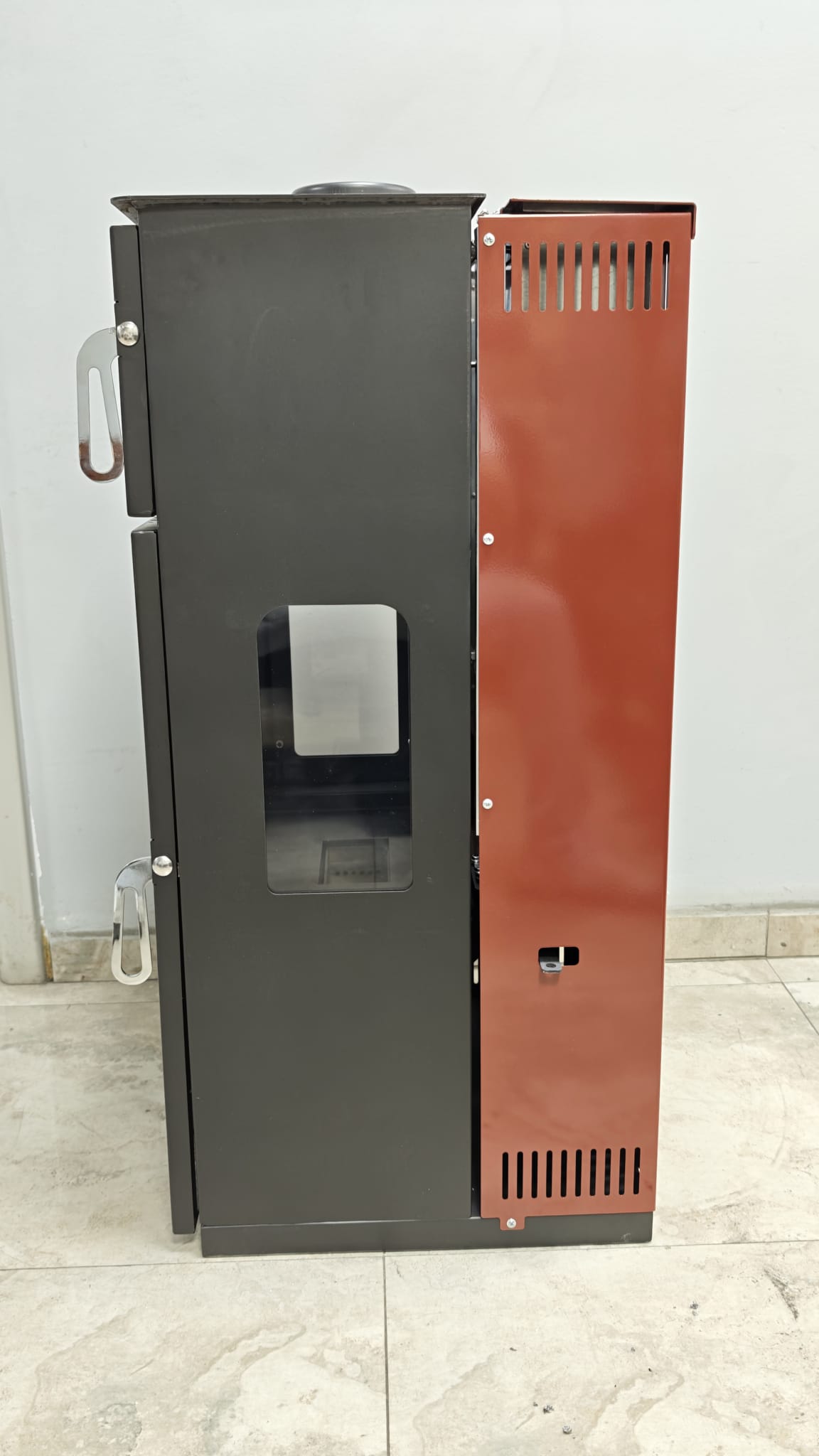FS-295 Mini Hybrid Lüx Gurme Çelik Soba | Fırınlı | 3 Camlı | Pelet ve Odun Yakıtlı