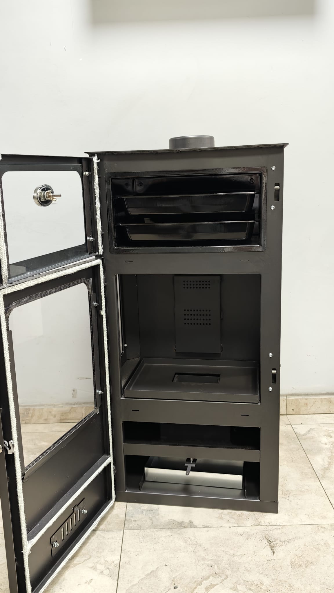 FS-294 Hybrid Lüx Gurme Çelik Soba | 3 Camlı | 2 Kat Fırın | Pelet ve Odun Yakıtlı