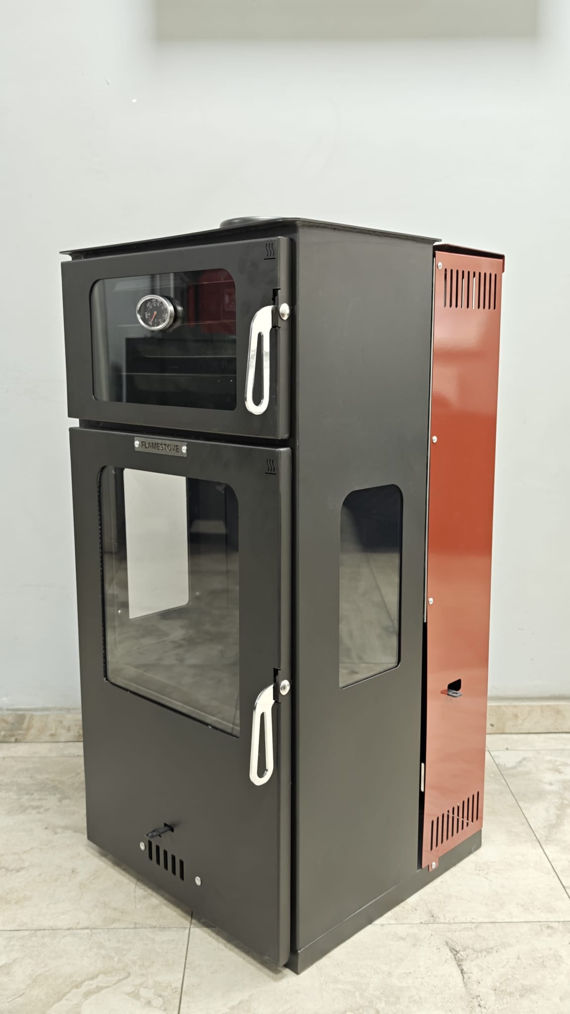 FS-294 Hybrid Lüx Gurme Çelik Soba | 3 Camlı | 2 Kat Fırın | Pelet ve Odun Yakıtlı