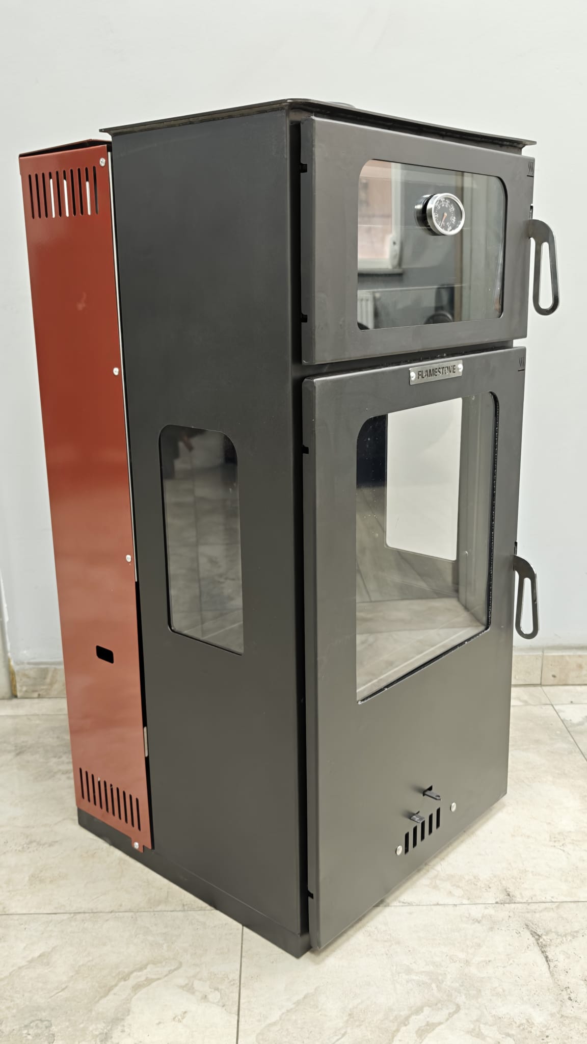 FS-294 Hybrid Lüx Gurme Çelik Soba | 3 Camlı | 2 Kat Fırın | Pelet ve Odun Yakıtlı
