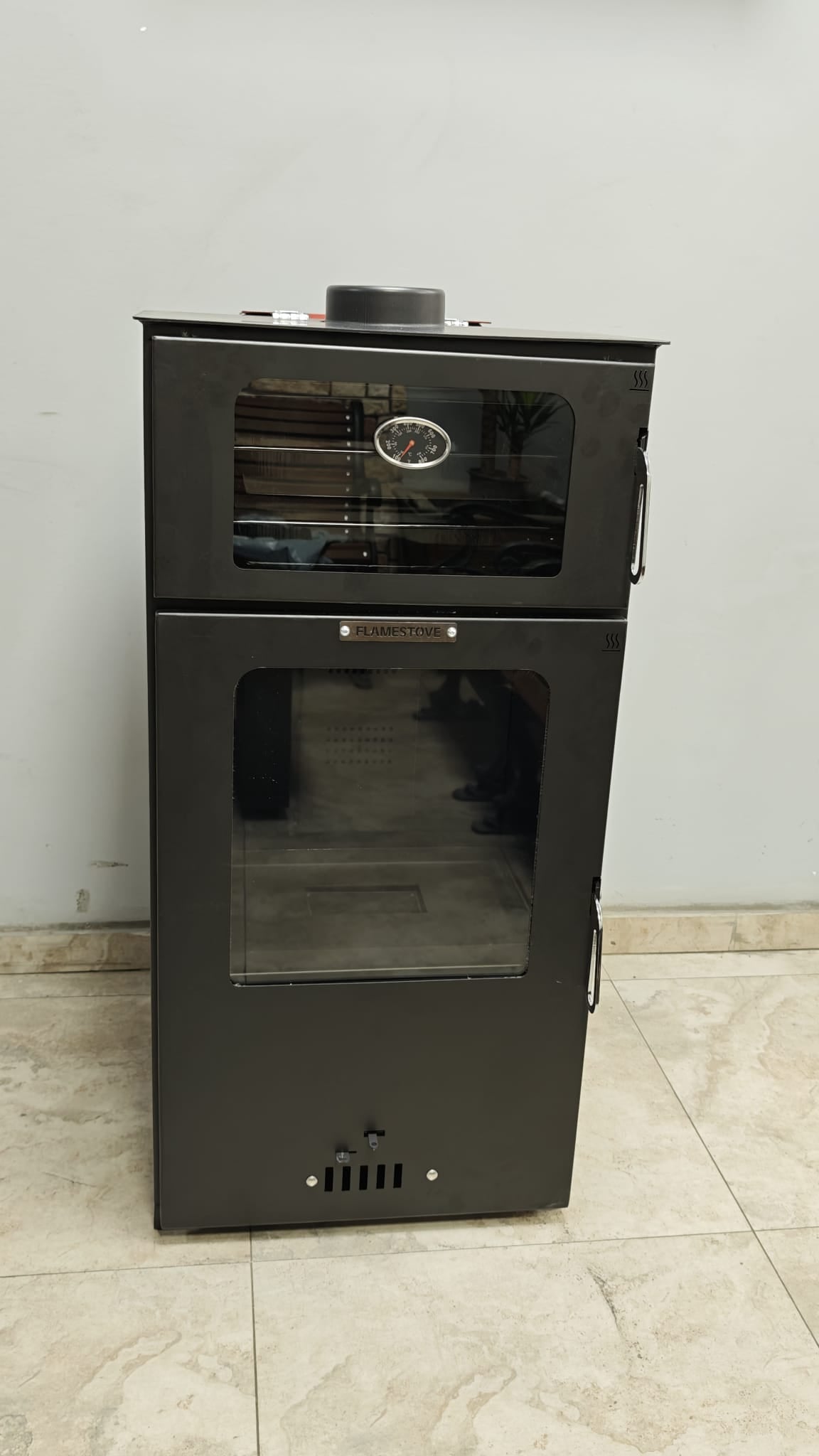 FS-294 Hybrid Lüx Gurme Çelik Soba | 3 Camlı | 2 Kat Fırın | Pelet ve Odun Yakıtlı