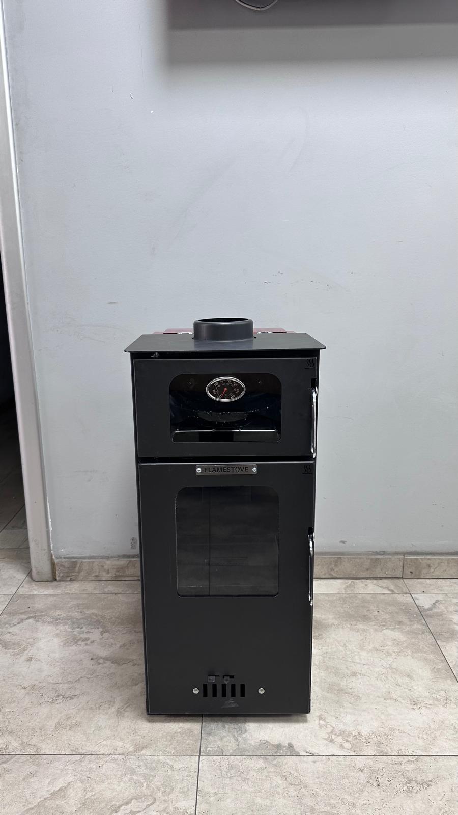 FS-295 Mini Hybrid Lüx Gurme Çelik Soba | Fırınlı | 3 Camlı | Pelet ve Odun Yakıtlı