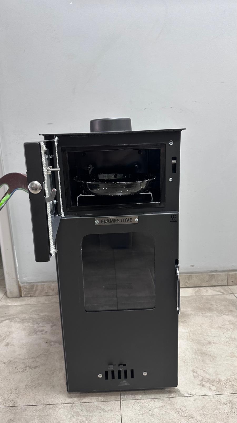 FS-295 Mini Hybrid Lüx Gurme Çelik Soba | Fırınlı | 3 Camlı | Pelet ve Odun Yakıtlı