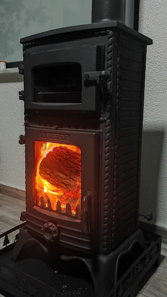 FS-053 Flame Stove Major Pik Döküm Fırınlı Odun Kömür Sobası, Schott Robax Camlı, Yüksek Verimli.