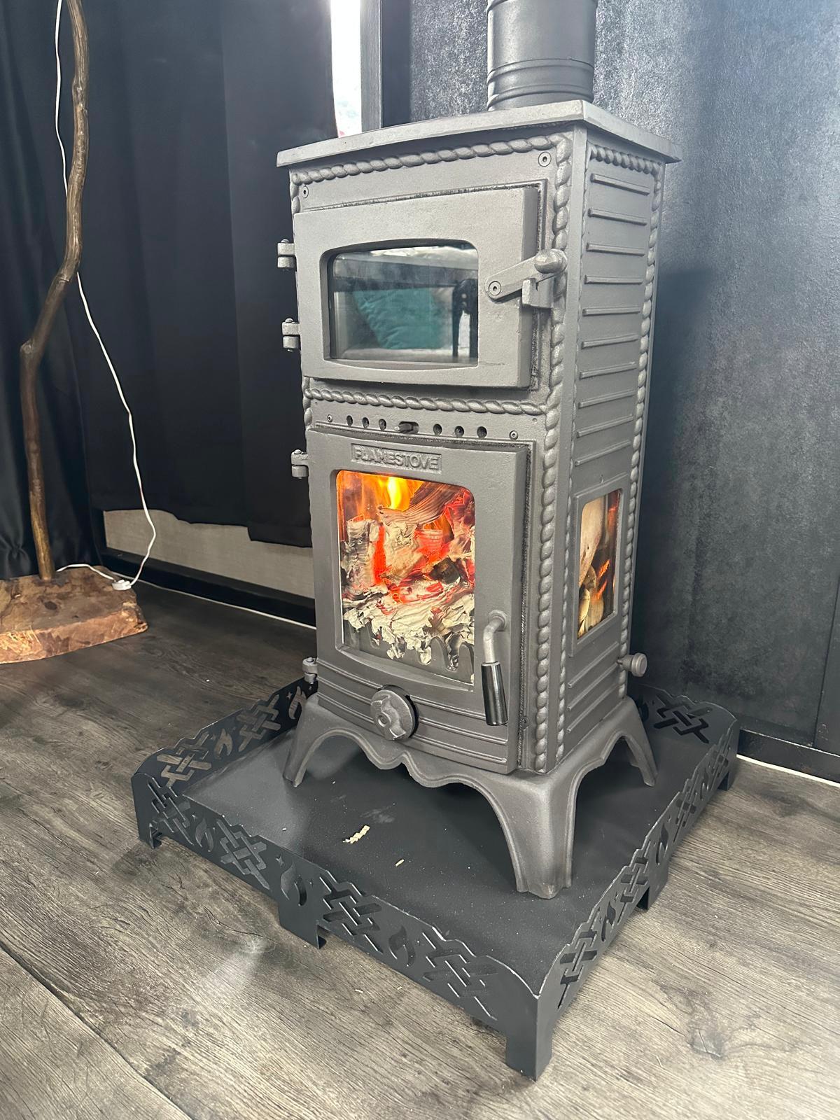 FS-054 Flame Stove Major Lux 3 Camlı Pik Döküm Fırınlı Soba: Odun Kömür Isıtıcı