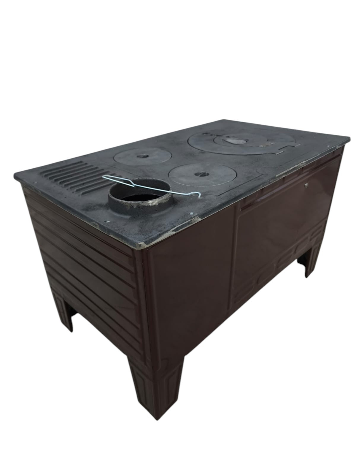 FS-320 - 50’lik Paçalı Kuzine Soba | Kahverengi Emaye | Geniş Fırınlı Kuzine