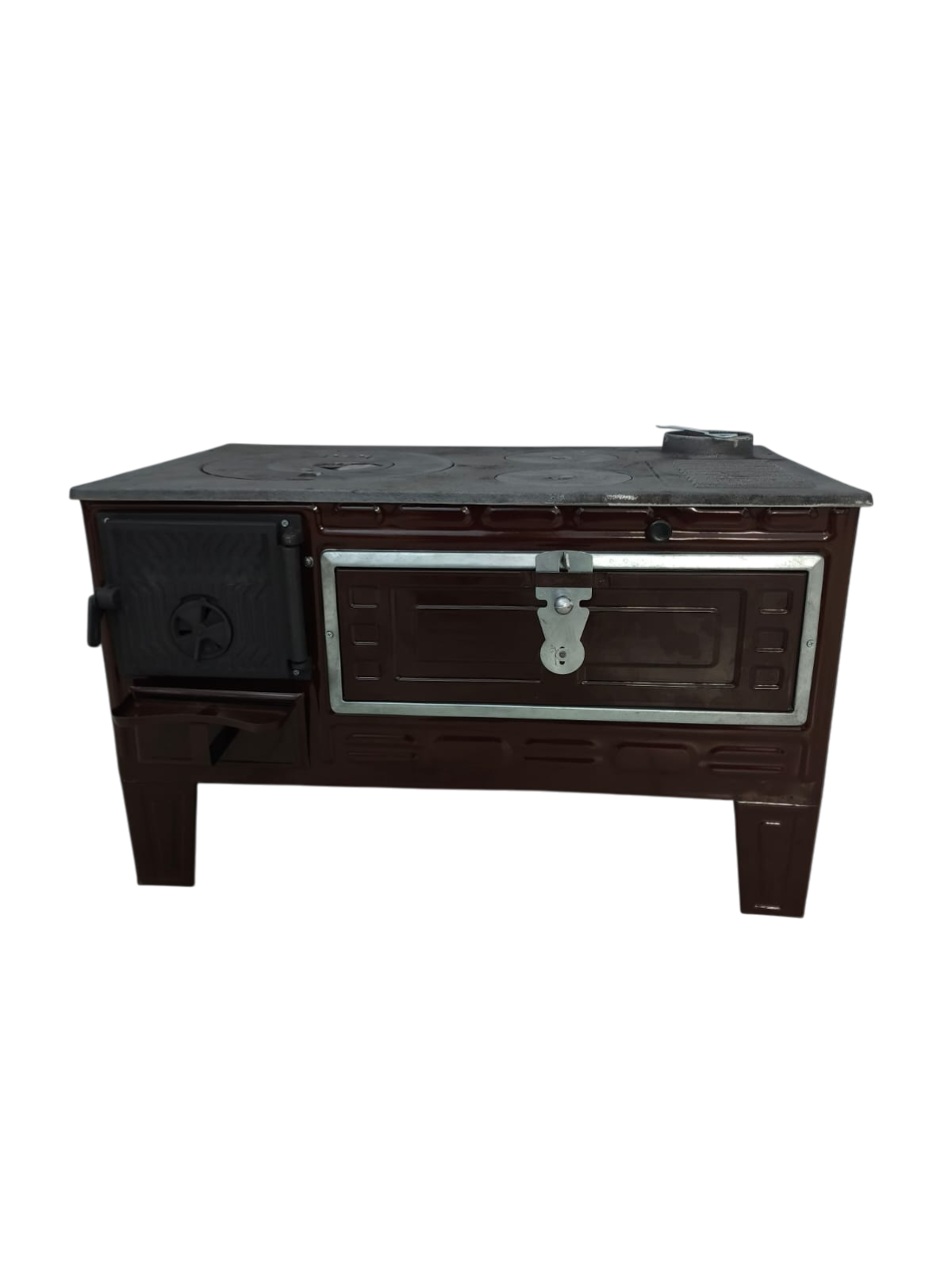 FS-320 - 50’lik Paçalı Kuzine Soba | Kahverengi Emaye | Geniş Fırınlı Kuzine