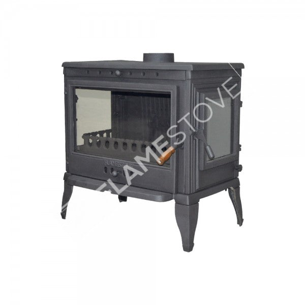 Retro Lux Yan Kapaklı 3 Camlı Döküm Soba, Yüksek Verimli Odun Kömür Sobası
