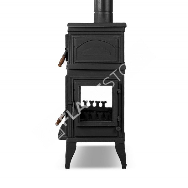 Retro Lux Emaye Fırınlı Döküm Odun Kömür Sobası Yan Kapaklı Yüksek Verimli