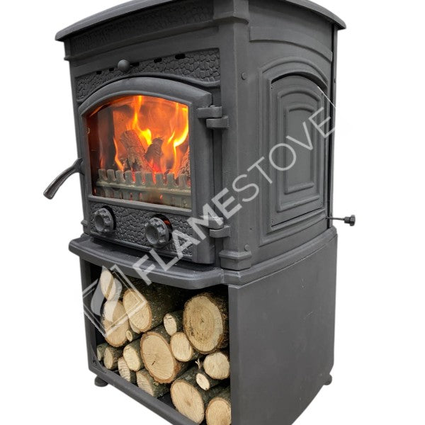 Flame Stove Sirius Maxi Style Fırınlı Döküm Odun Sobası, Çift Yanma, Schott-Robax Cam