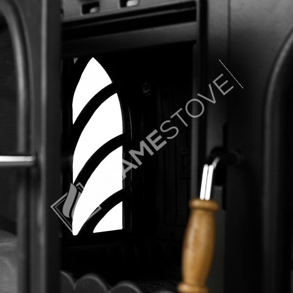 Palmiye Döküm Kuzineli Soba: 3 Katlı Fırın, Yan Cam, 15kW Çift Yanmalı