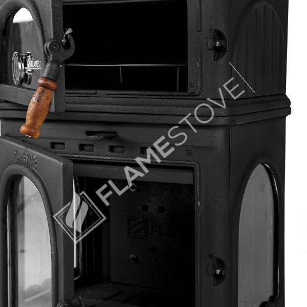 Modena Lux Oven Fırınlı Döküm Soba: Yüksek Verimli, 3 Camlı, Schott Robax