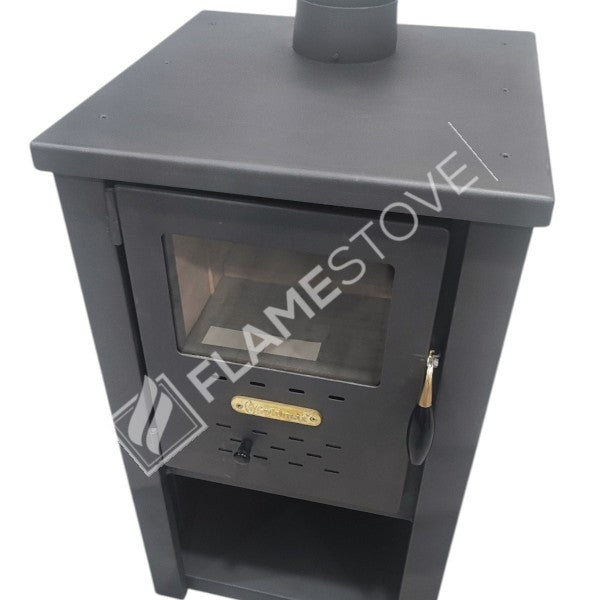 Flame Stove S2 Çelik Soba: Ateş Tuğlalı, Odunluklu, Yüksek Verimli, Robax Camlı