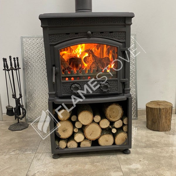 Flame Stove Sirius Maxi Style Fırınlı Döküm Odun Sobası, Çift Yanma, Schott-Robax Cam