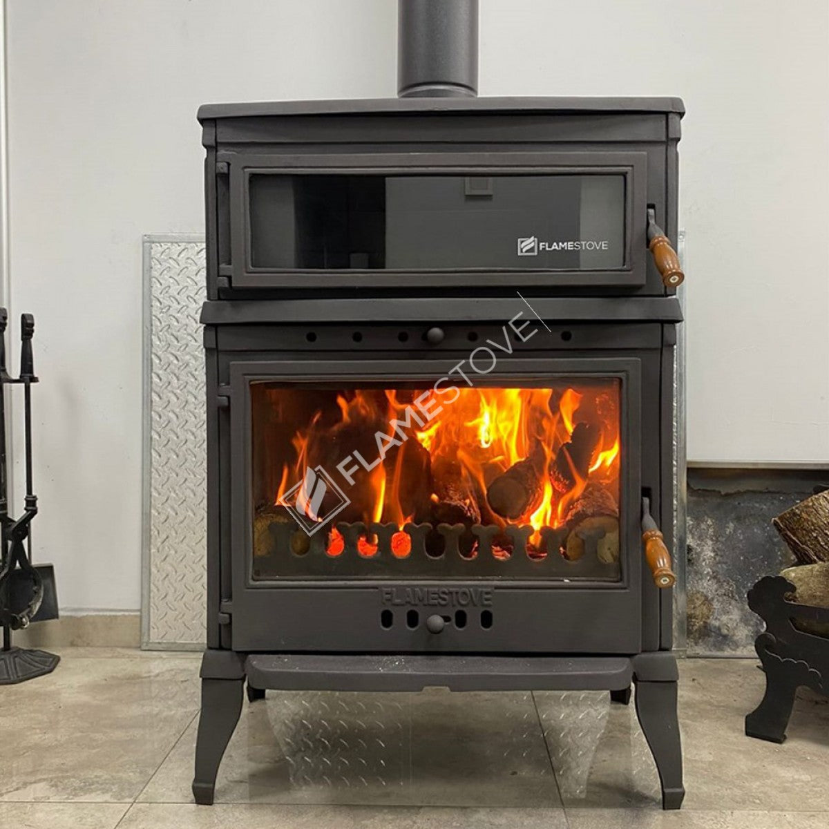 Retro Klasik Fırınlı Döküm Soba: Yüksek Verimli Odun Kömür Yakma, Schott Cam