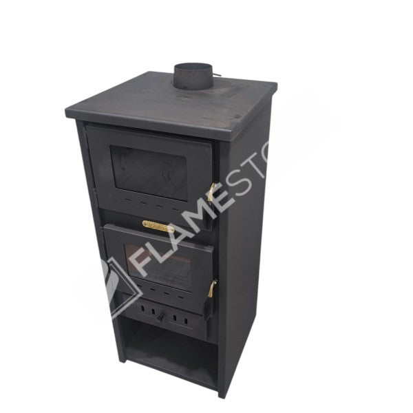 Çelik Fırınlı Odunluklu Soba, Ateş Tuğlalı, Schott Robax Camlı, 8 kW Isıtma