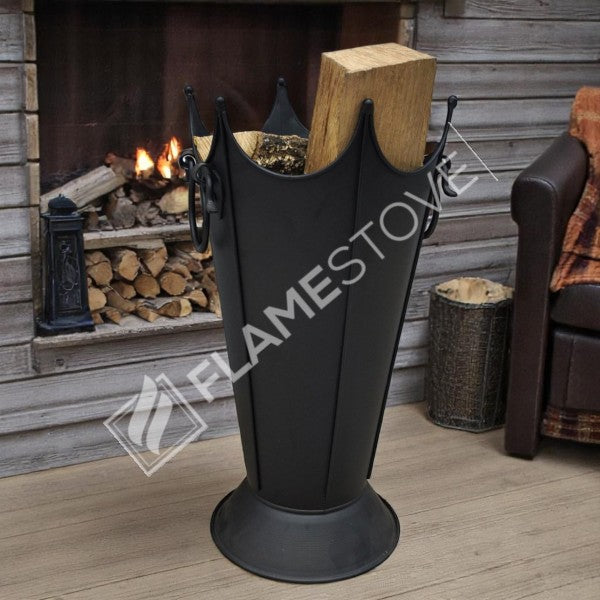 Mat Siyah Dayanıklı Metal Odunluk, Şık Şömine ve Soba Odun Depolama Aksesuarı