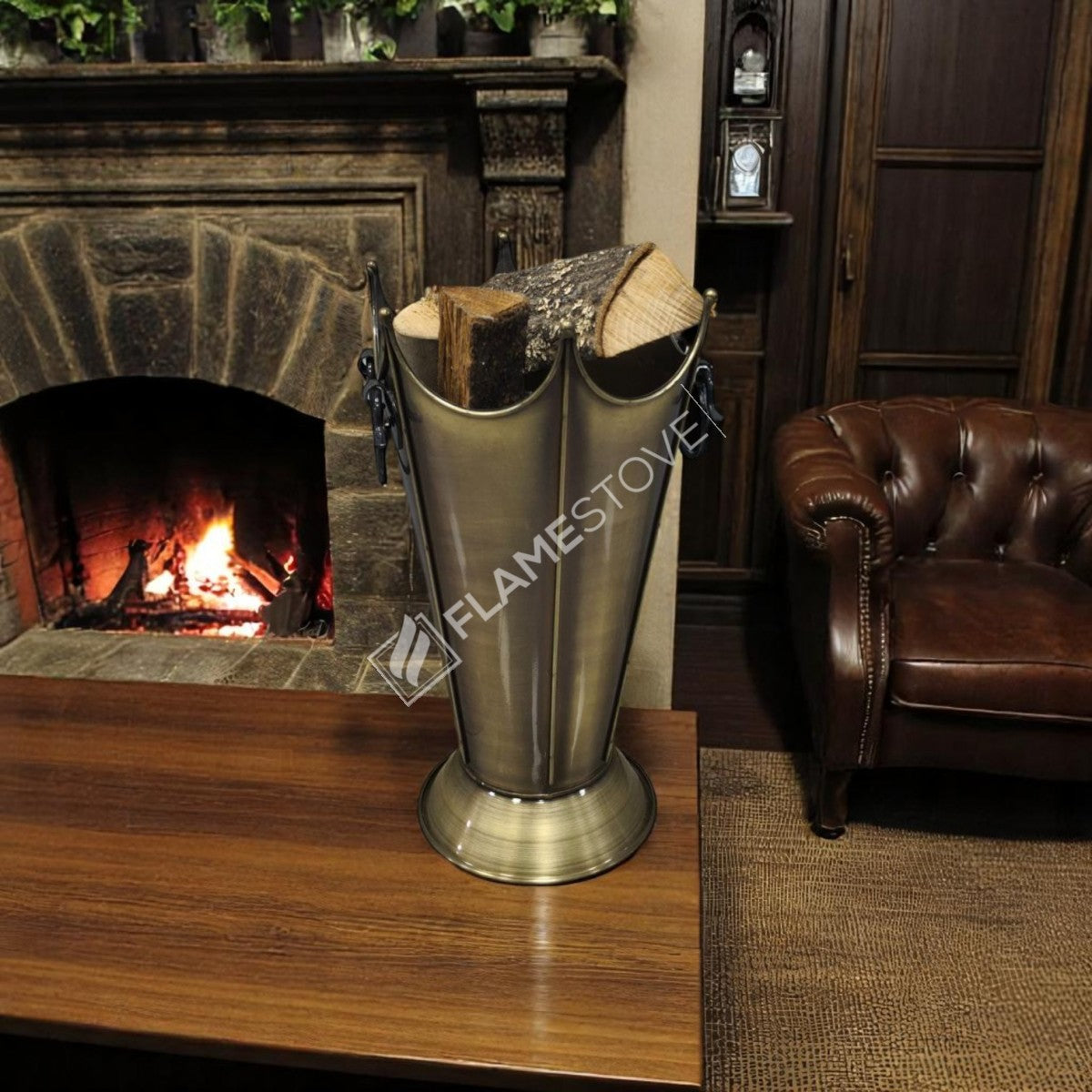 Lüks Gold Odunluk: İç/Dış Mekan, Yüksek Kaliteli Döküm Şömine Odun Kovası