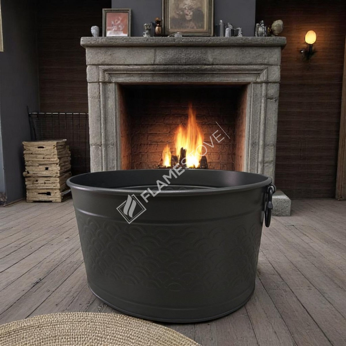 Flame Stove FS-1353 Mat Siyah Metal Odun Kovası Şömine Aksesuarı