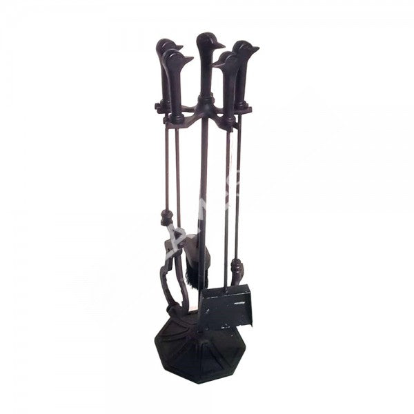 Ördek Başlı 4'lü Pik Döküm Maşa Takımı: Şömine ve Barbekü İçin Ergonomik Set