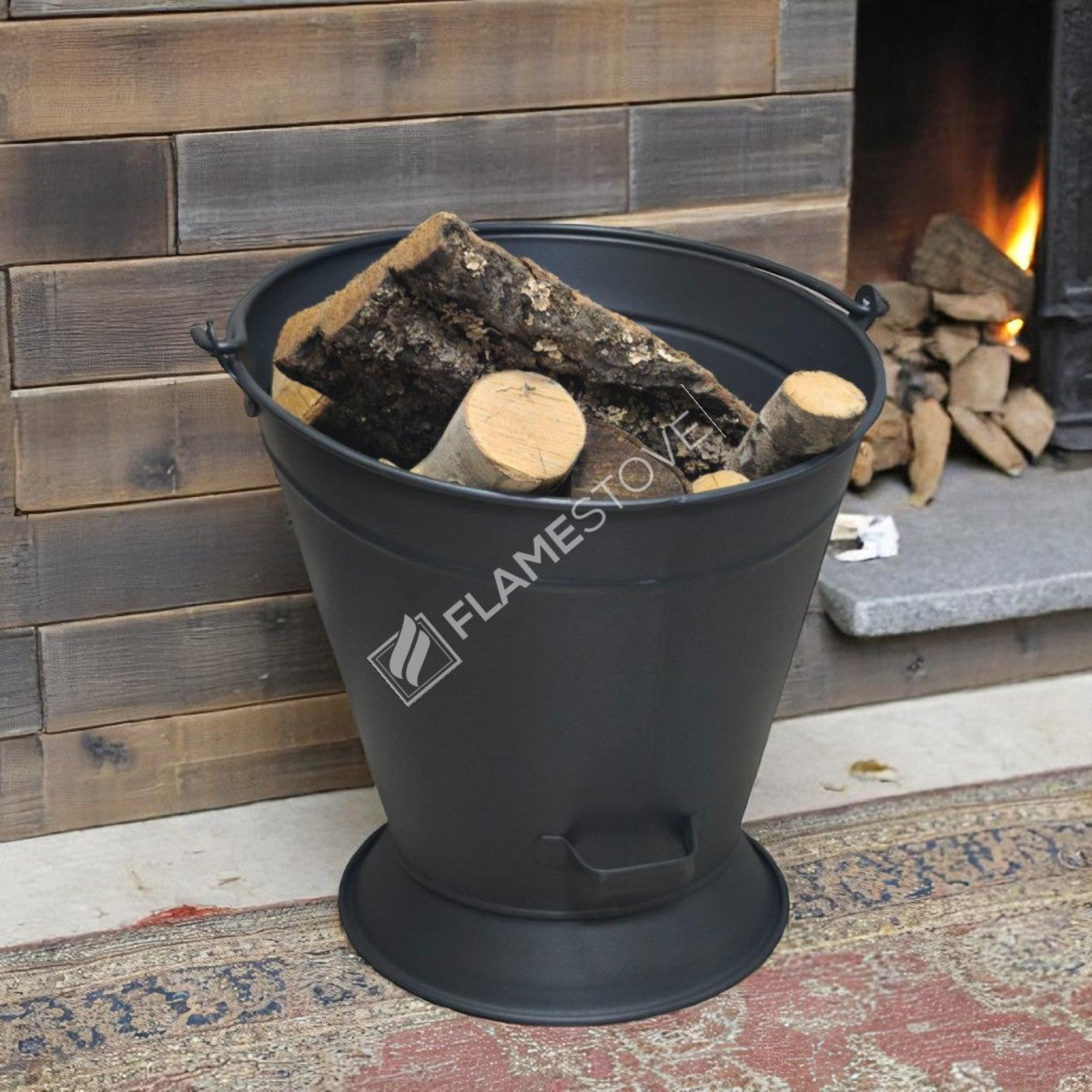 Flame Stove Mat Siyah Taşınabilir Şömine Odunluk Kömürlük Kovası Ev Aksesuarı