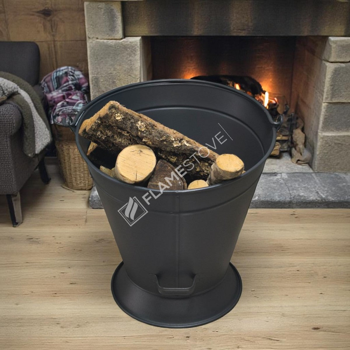 Flame Stove Mat Siyah Taşınabilir Şömine Odunluk Kömürlük Kovası Ev Aksesuarı