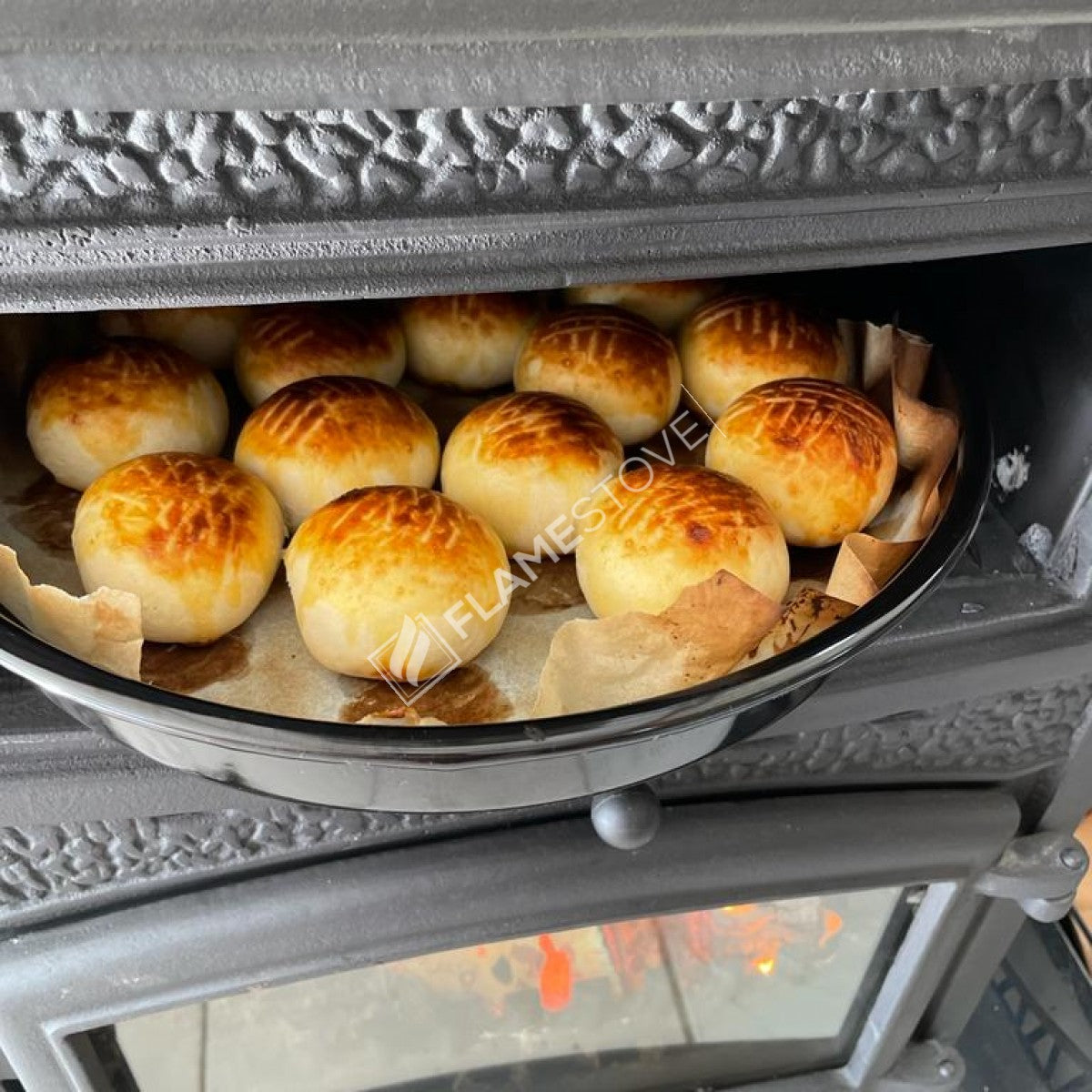 Yan Kapaklı Fırınlı Camlı Döküm Soba Yüksek Verimli Odun Kömür sobası