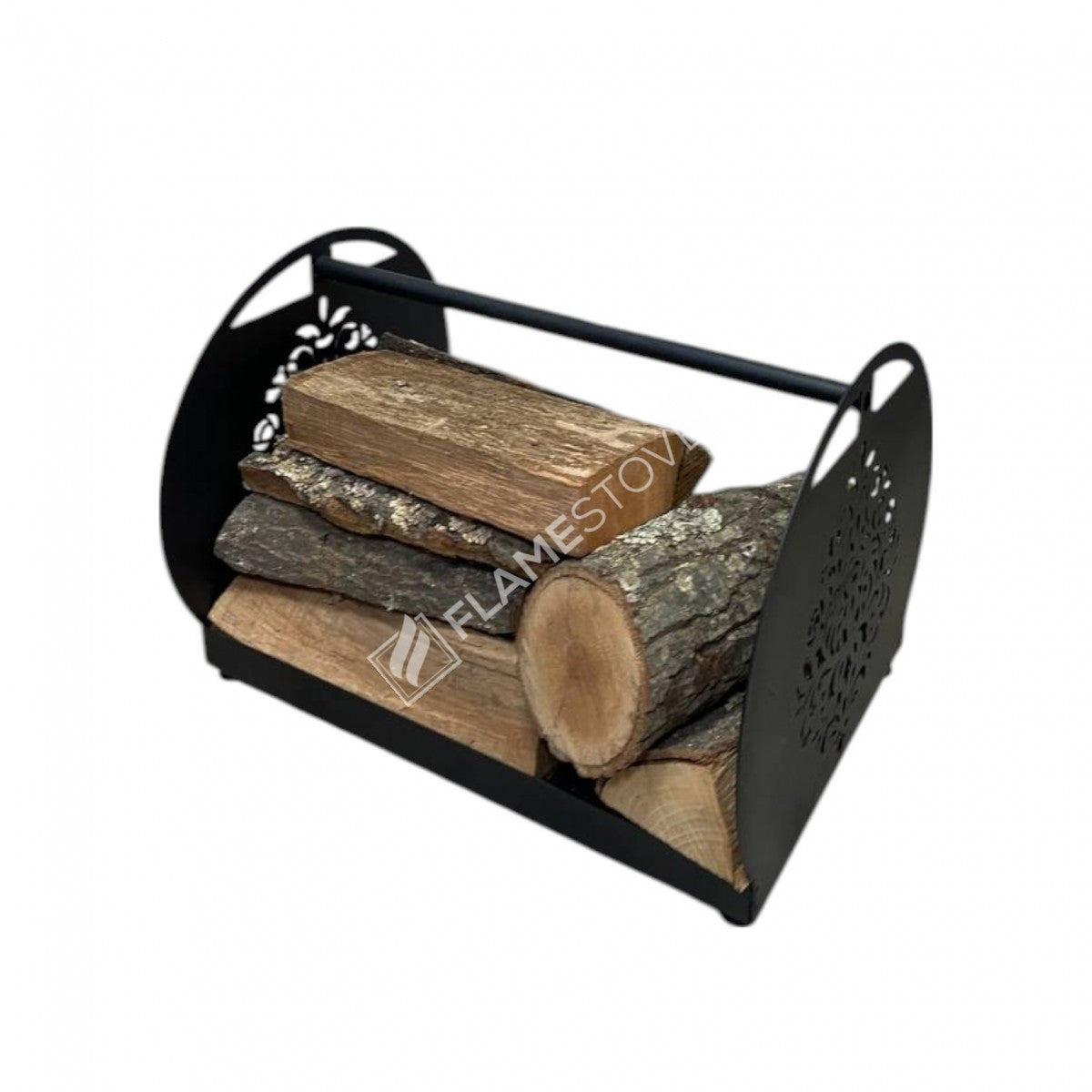 Şık Beşik Tasarım Metal Odunluk FS-101B - Siyah Mat Şömine Odun Taşıyıcı