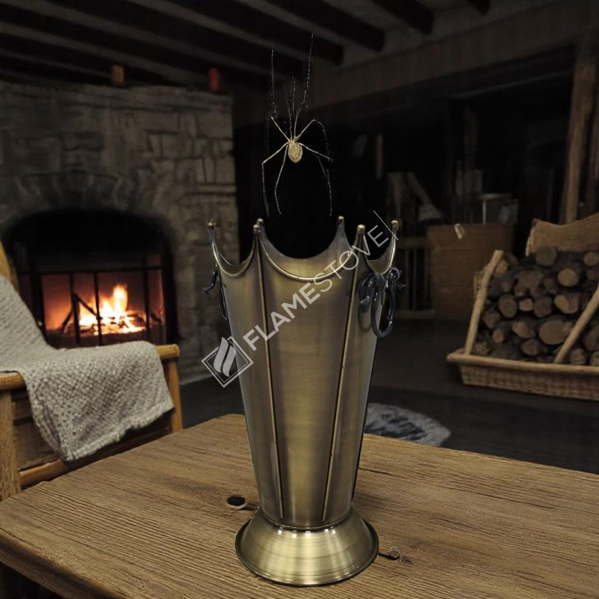 Lüks Gold Odunluk: İç/Dış Mekan, Yüksek Kaliteli Döküm Şömine Odun Kovası