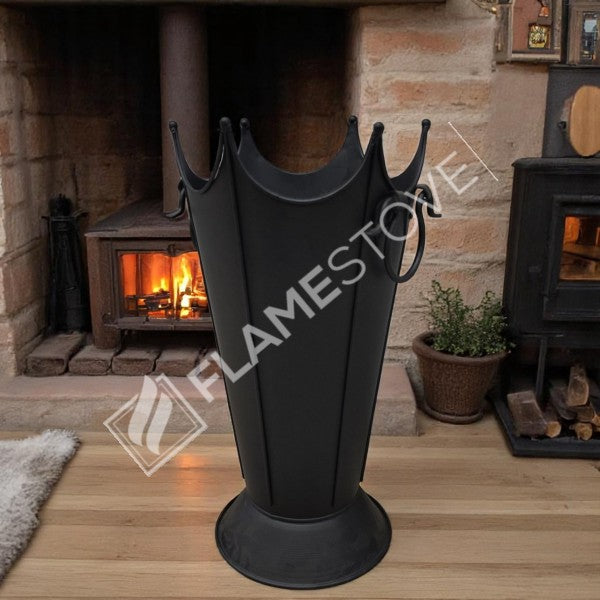 Mat Siyah Dayanıklı Metal Odunluk, Şık Şömine ve Soba Odun Depolama Aksesuarı