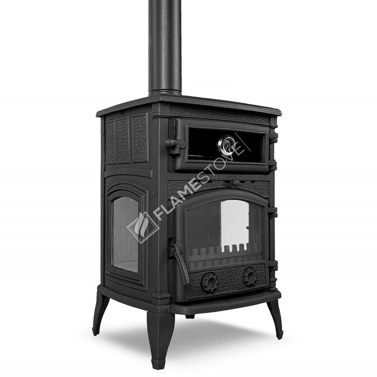 Sirius Maxi Fırınlı 3 Camlı Döküm Soba: Yüksek Verimli Odun Kömür Sobası