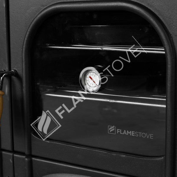 Palmiye Döküm Kuzineli Soba: 3 Katlı Fırın, Yan Cam, 15kW Çift Yanmalı