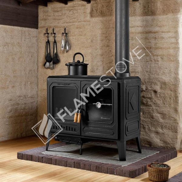 Troy Yatay Kuzineli Döküm Soba, Çift Fırınlı Yüksek Verimli Odun Kömür Sobası