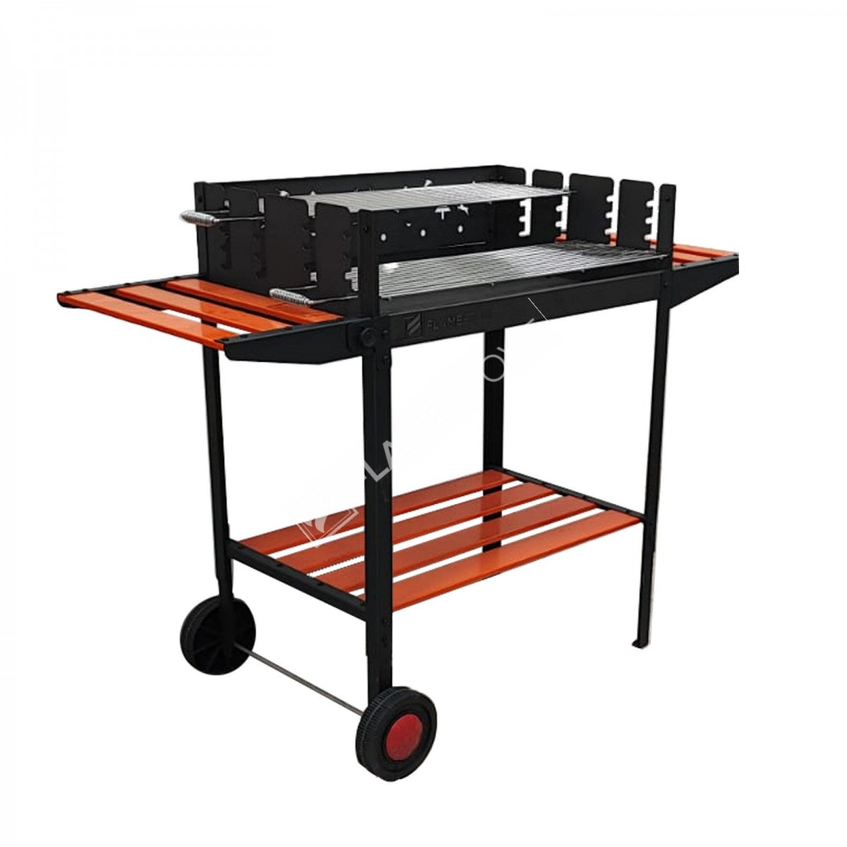Flame Stove Lüks Tekerlekli Emaye Kaplı Turuncu Barbekü Mangal Taşınabilir