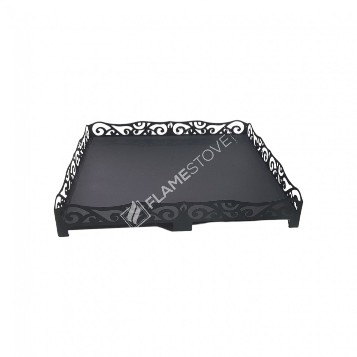 Flame Stove Lazer Kesim Kilim Desenli 75x75cm Çelik Soba Altlığı Zemin Koruyucu