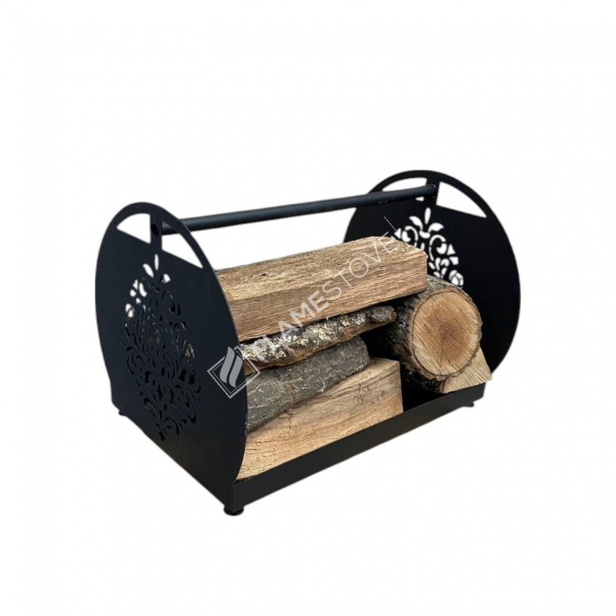 Şık Beşik Tasarım Metal Odunluk FS-101B - Siyah Mat Şömine Odun Taşıyıcı