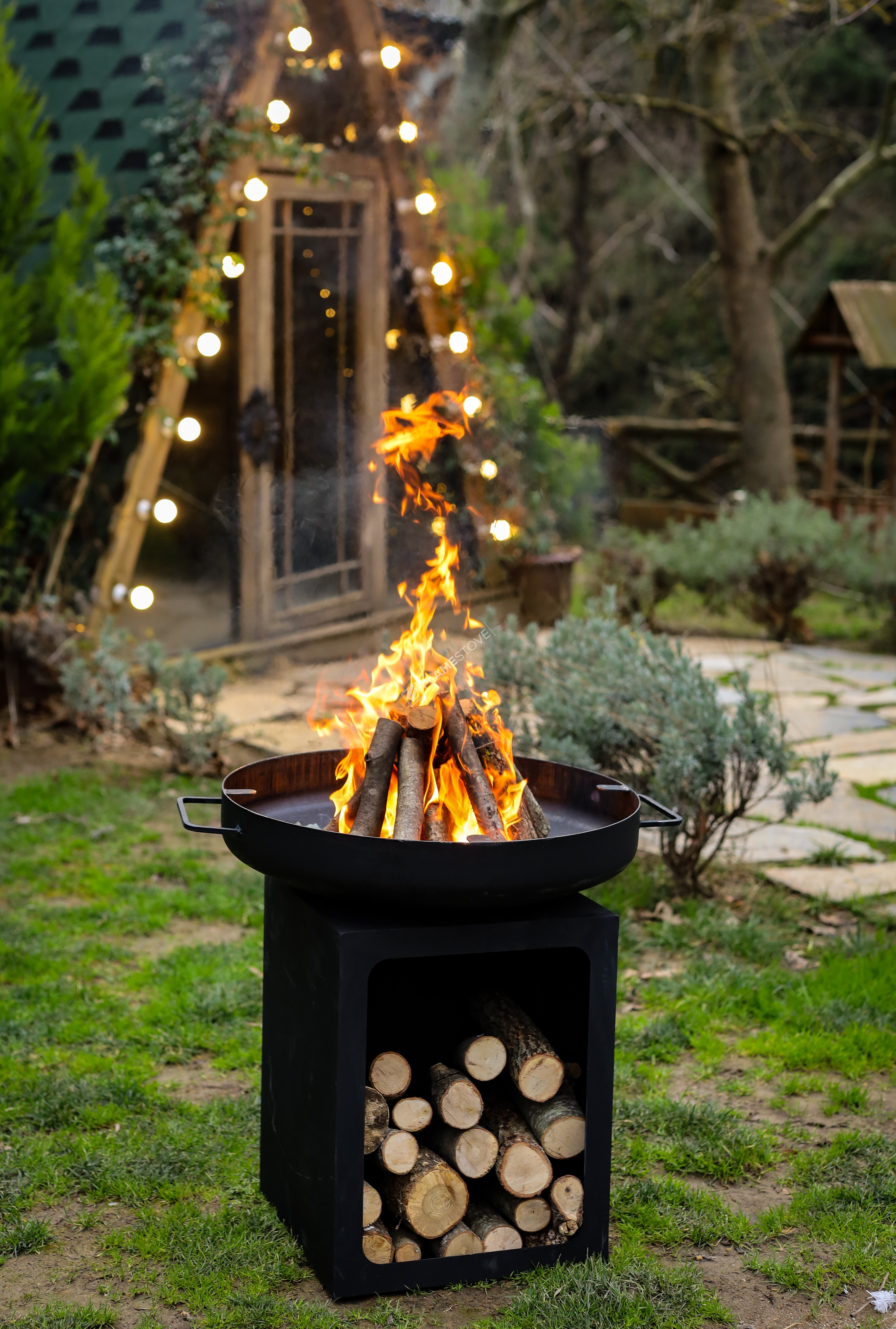 Flame Cook 60cm ST37 Çelik Derin Hazneli Dış Mekan Ateş Çukuru Barbekü