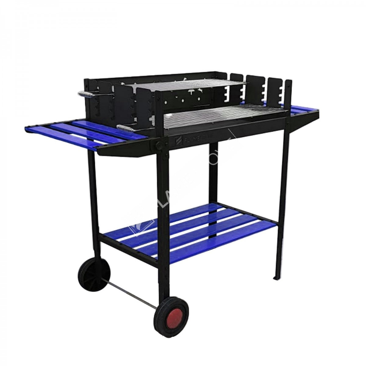 Lüks Tekerlekli Emaye Kaplı Bahçe Mangalı - Mavi Taşınabilir Barbekü FS-504M