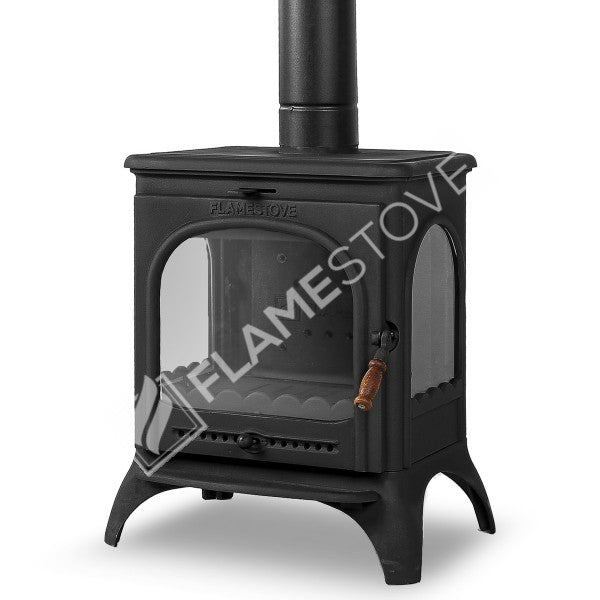 Modena Lux 3 Camlı Döküm Soba: Yüksek Verimli, Kül Boşaltmalı, 8 kW