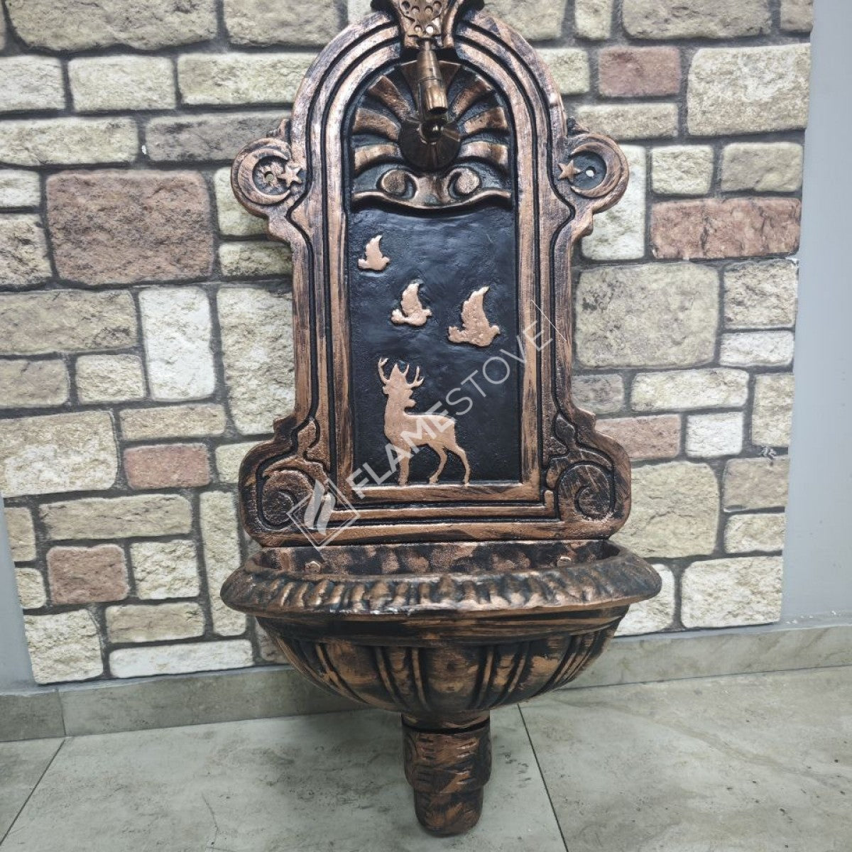 Flame Stove FS-902 Bakır Desenli Alüminyum Bahçe Çeşmesi Dış Mekan Su Kaynağı