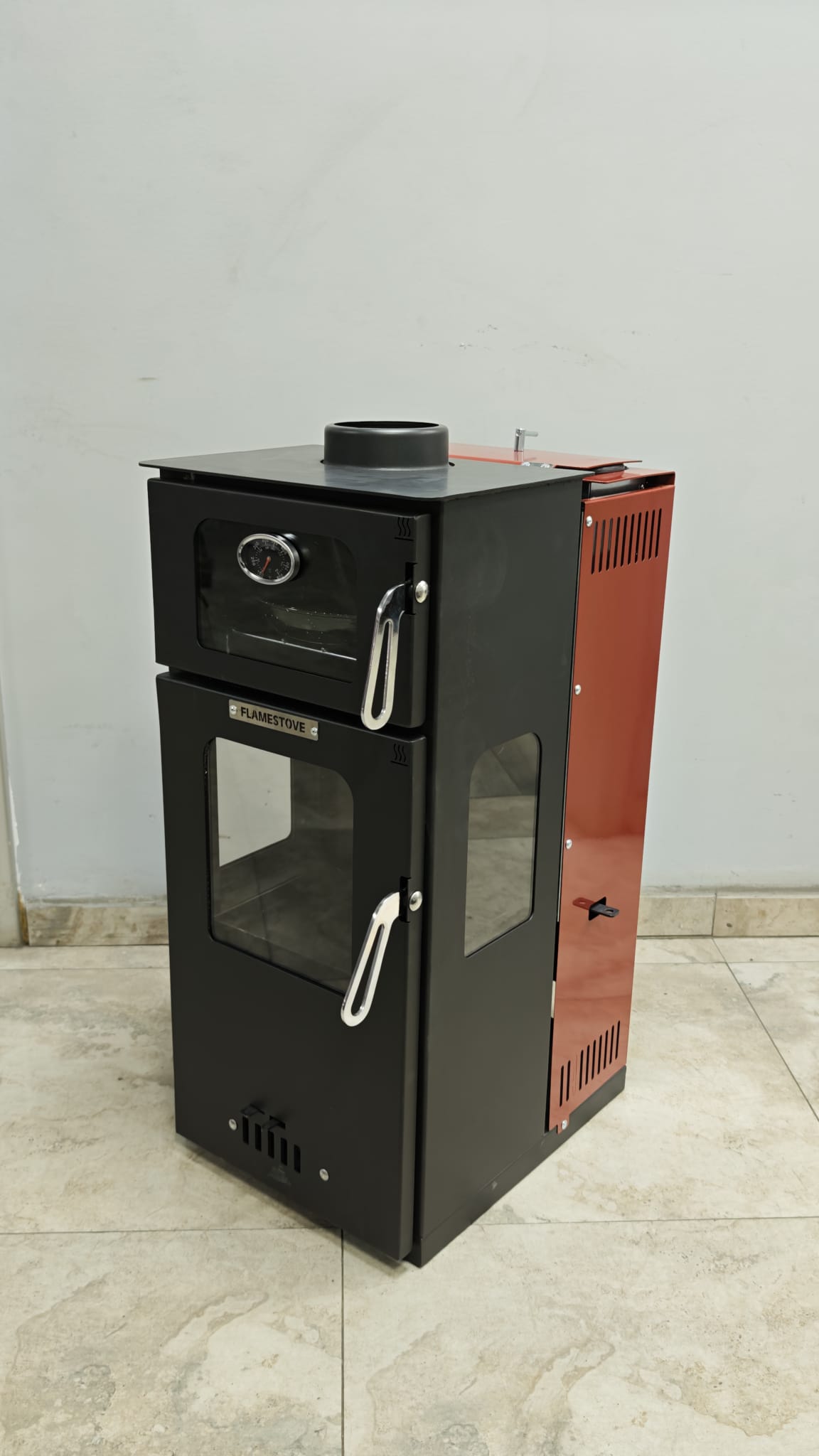 FS-295 Mini Hybrid Lüx Gurme Çelik Soba | Fırınlı | 3 Camlı | Pelet ve Odun Yakıtlı
