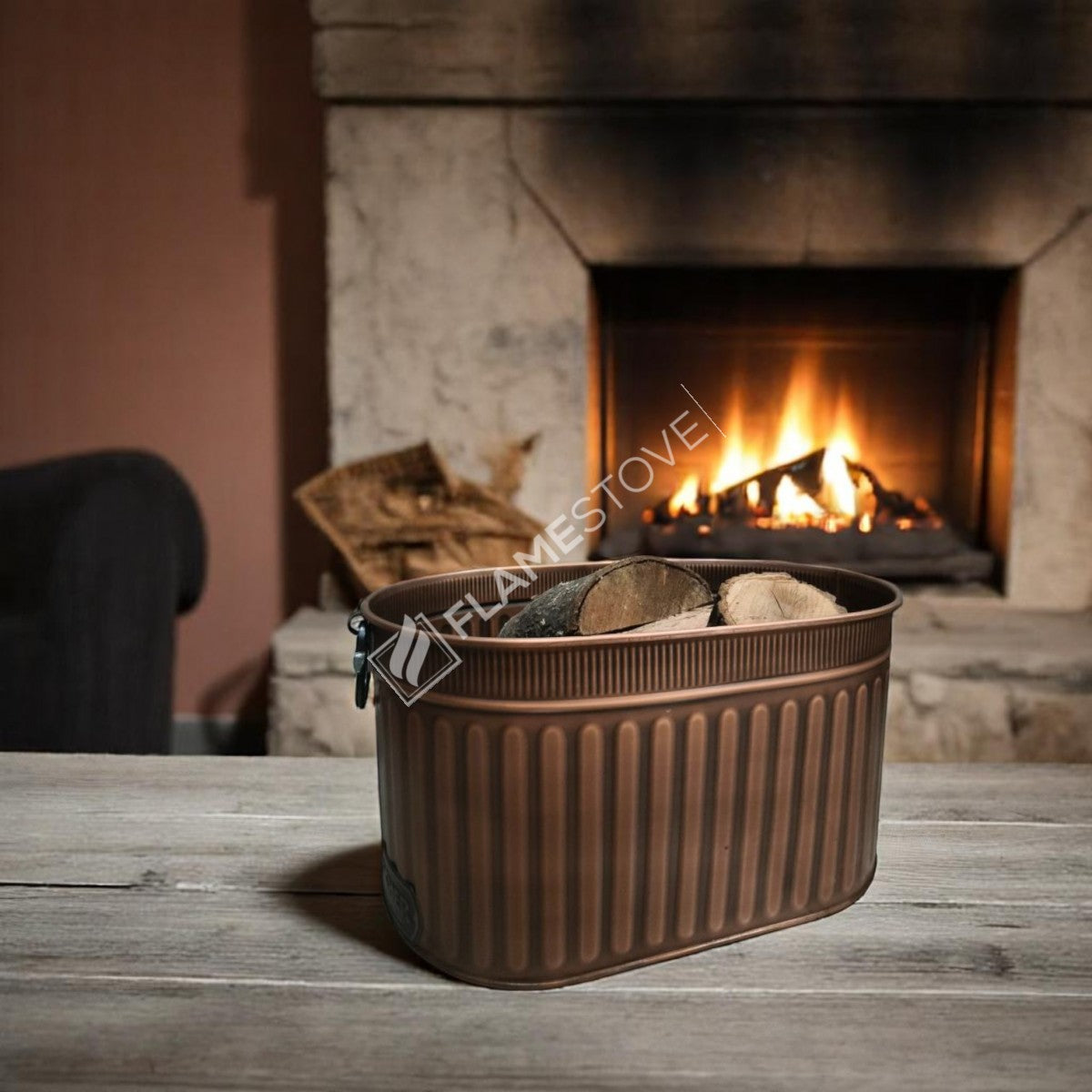 Dayanıklı Bakır Sallanır Kulplu Odun Kovası: Şık ve Fonksiyonel Şömine Kovası