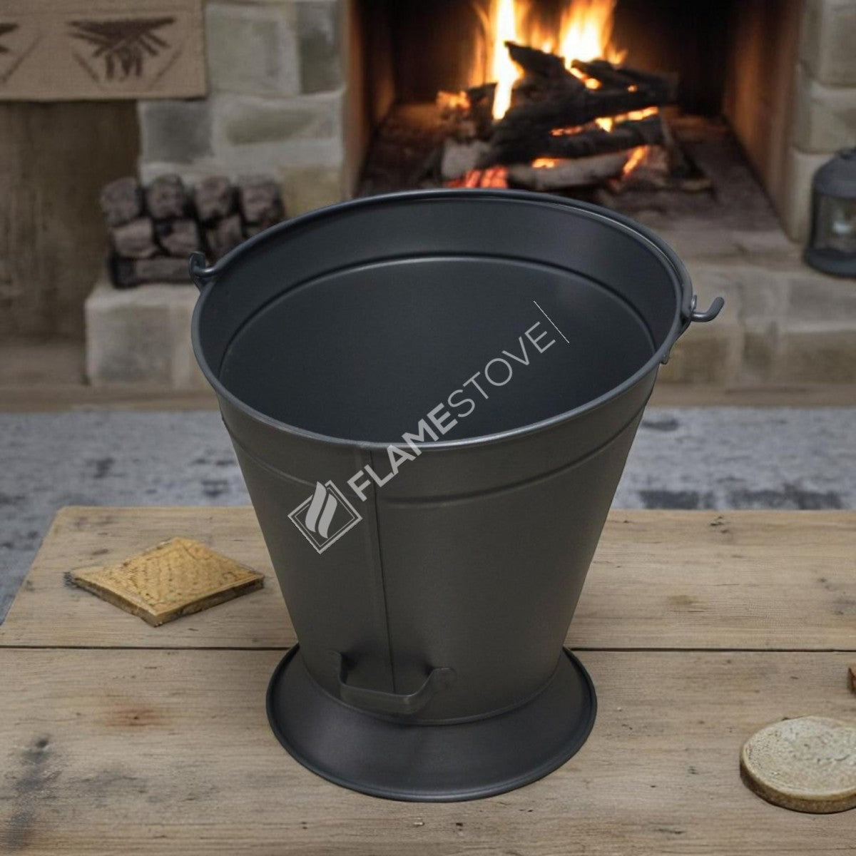 Flame Stove Mat Siyah Taşınabilir Şömine Odunluk Kömürlük Kovası Ev Aksesuarı