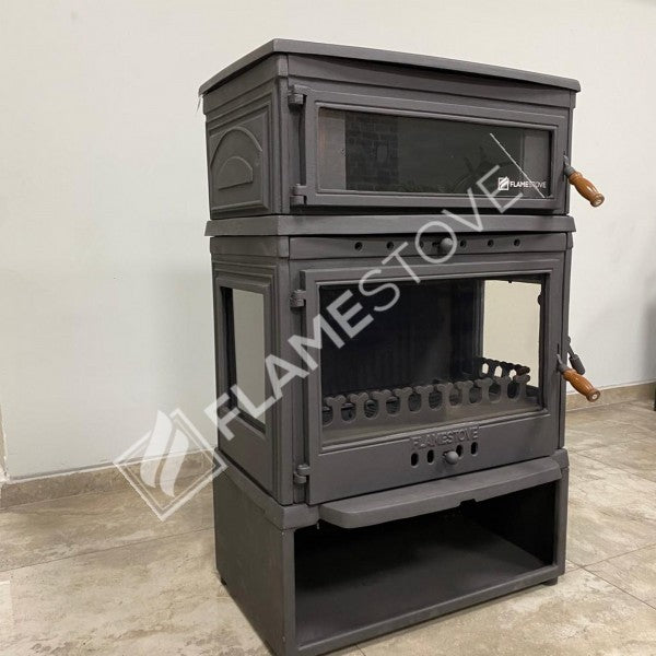 Retro Lux Yüksek Verimli Döküm Soba: Yan Kapaklı, Fırınlı, Odun-Kömür Uyumlu