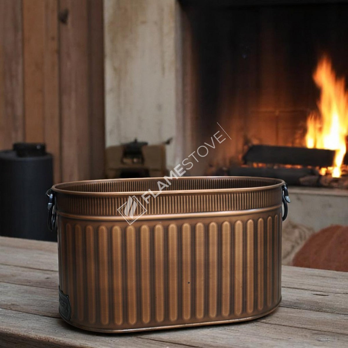 Dayanıklı Bakır Sallanır Kulplu Odun Kovası: Şık ve Fonksiyonel Şömine Kovası
