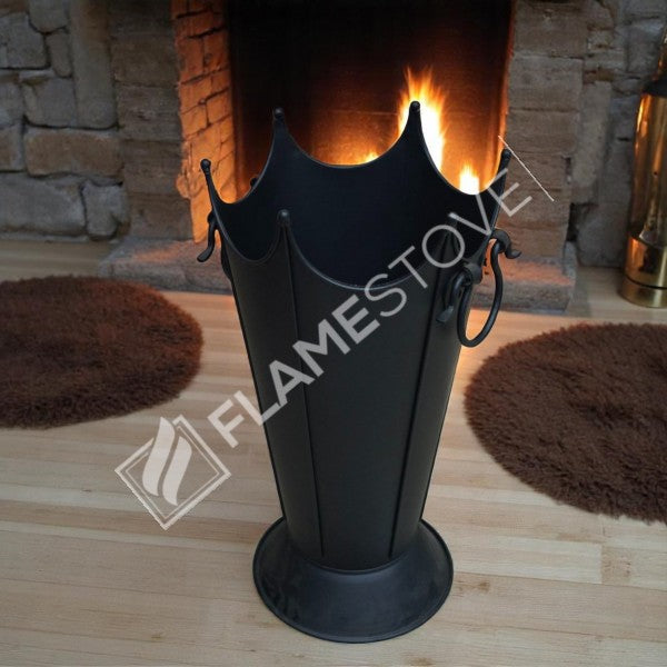Mat Siyah Dayanıklı Metal Odunluk, Şık Şömine ve Soba Odun Depolama Aksesuarı