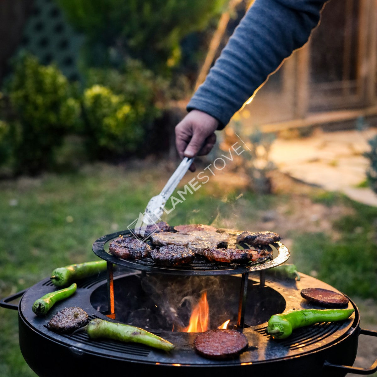 Flame Feast Açık Hava Ateş Çukuru: Barbekü Izgaralı, Derin Hazneli, Dayanıklı Sac